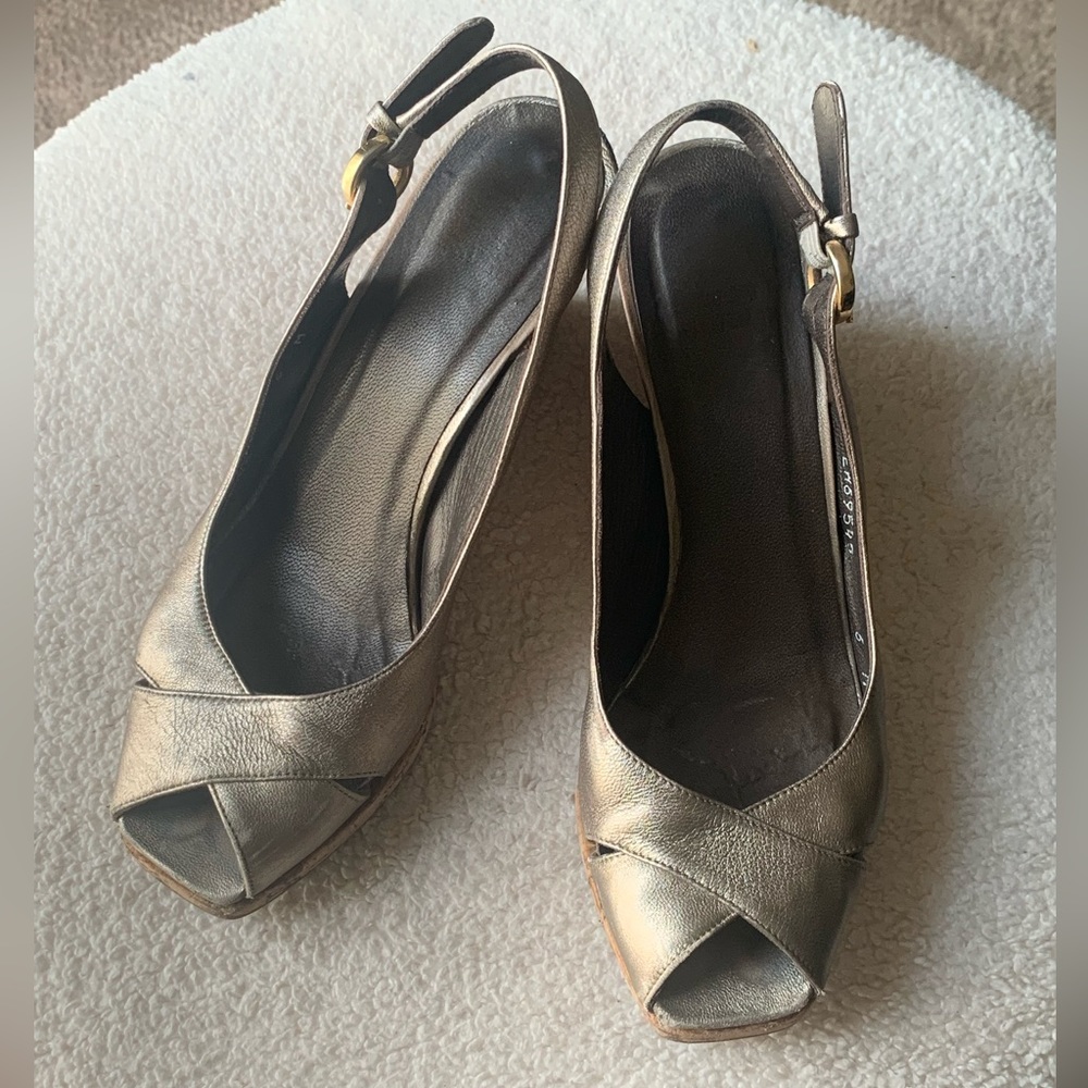 Stuart Weitzman Slingback cork wedges